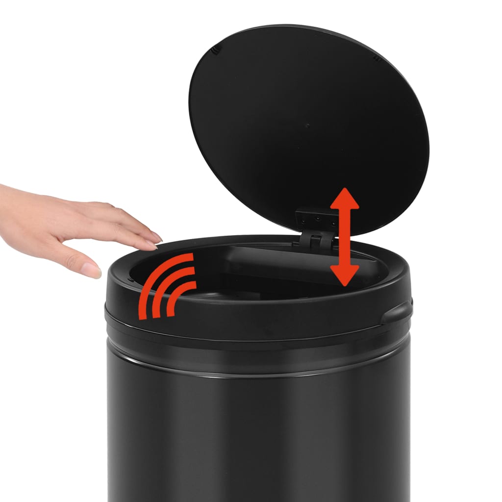 Prullenbak met automatische sensor 60 L koolstofstaal zwart is nu te koop bij PeponiXL, paradijselijk wonen!