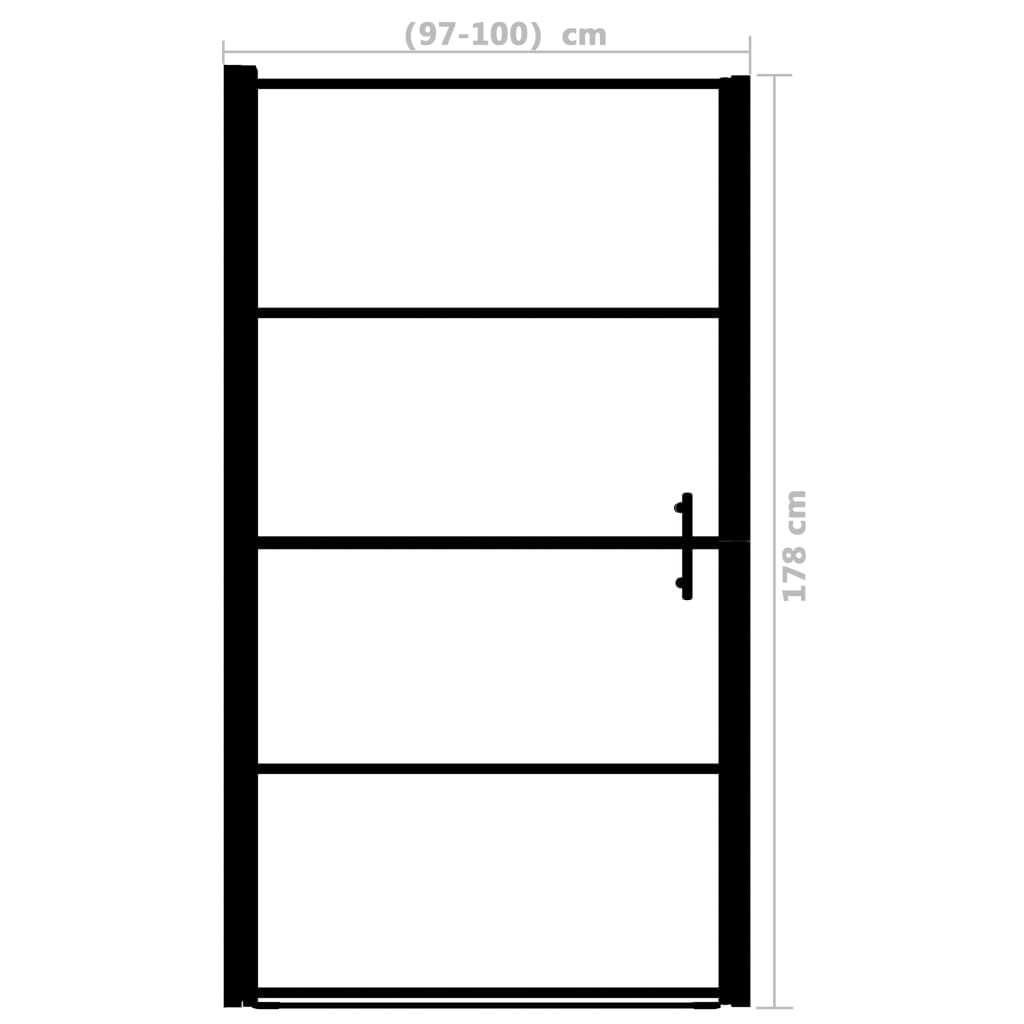 Douchedeur mat 100x178 cm gehard glas zwart is nu te koop bij PeponiXL, paradijselijk wonen!