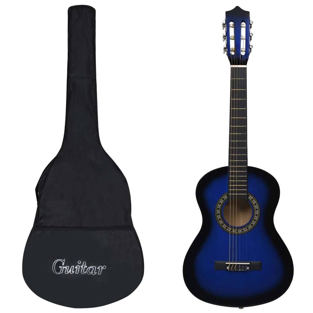 Gitaar klassiek beginner kinderen met tas 1/2 34" blauw is nu te koop bij PeponiXL, paradijselijk wonen!