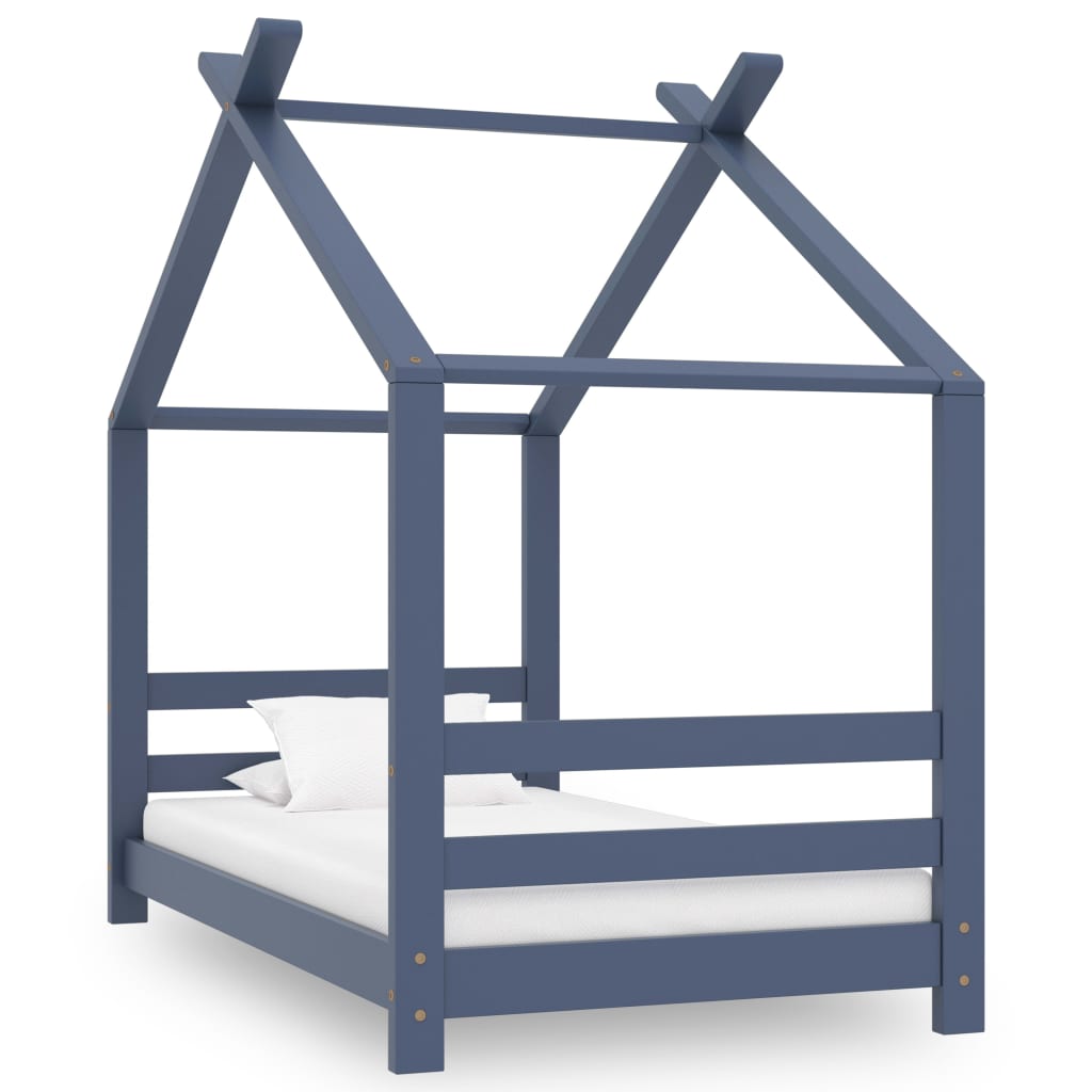 Kinderbedframe massief grenenhout grijs 70x140 cm is nu te koop bij PeponiXL, paradijselijk wonen!