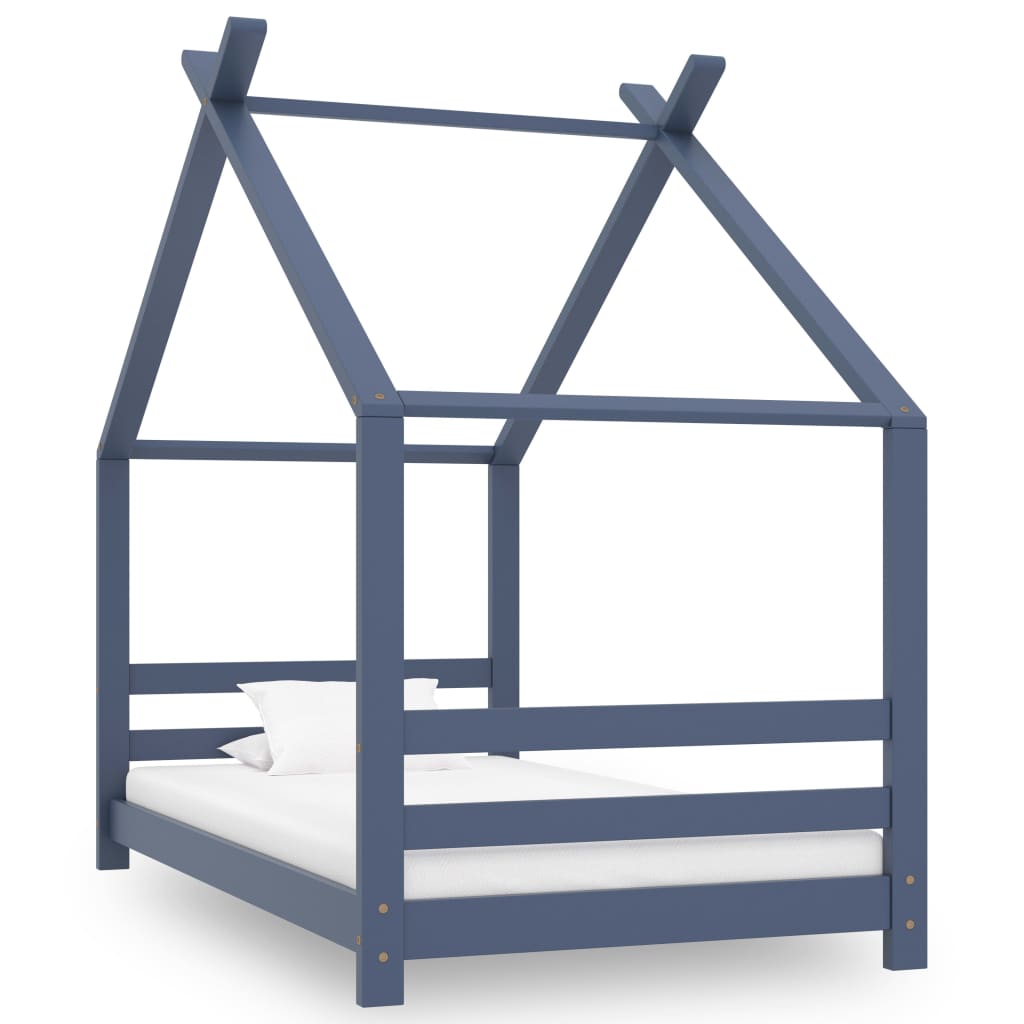 Kinderbedframe massief grenenhout grijs 80x160 cm is nu te koop bij PeponiXL, paradijselijk wonen!