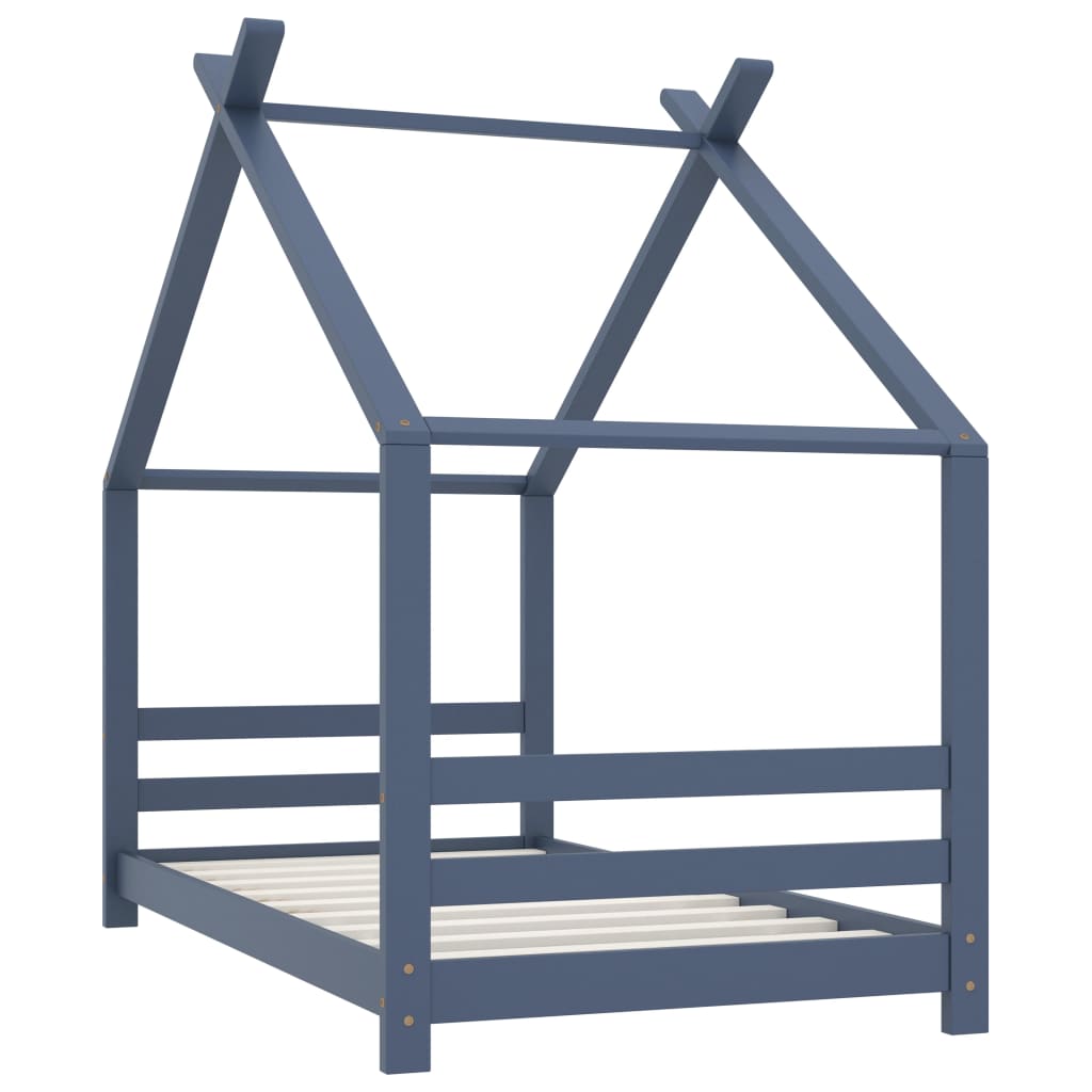 Kinderbedframe massief grenenhout grijs 80x160 cm is nu te koop bij PeponiXL, paradijselijk wonen!