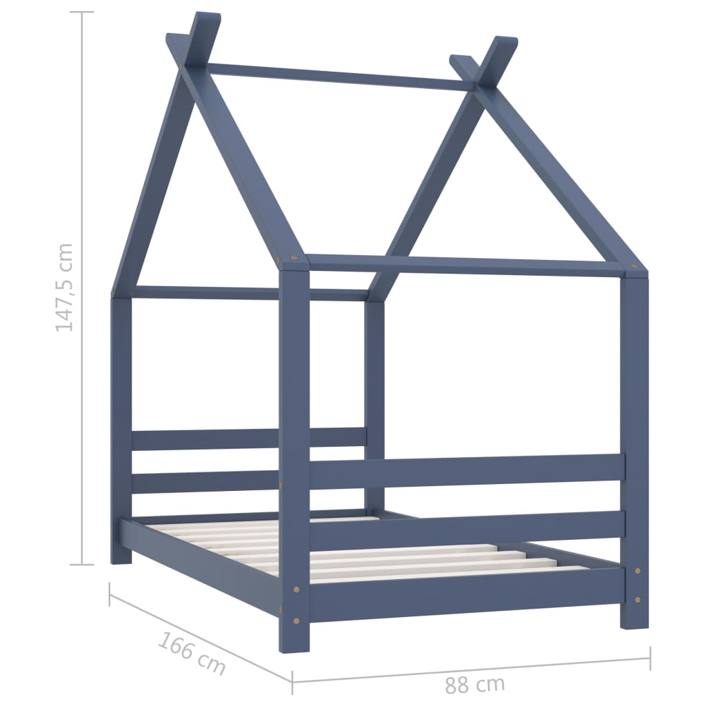 Kinderbedframe massief grenenhout grijs 80x160 cm is nu te koop bij PeponiXL, paradijselijk wonen!