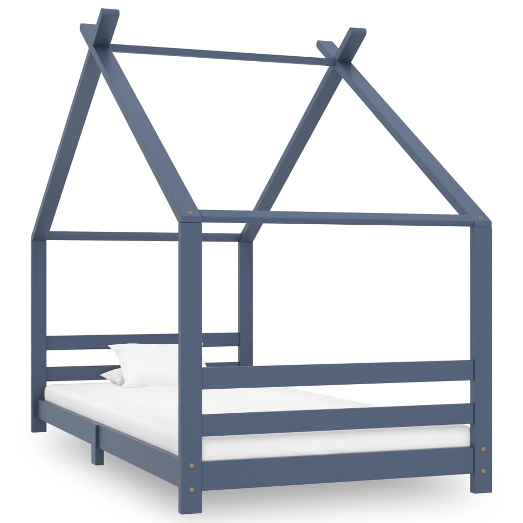 Kinderbedframe massief grenenhout grijs 90x200 cm is nu te koop bij PeponiXL, paradijselijk wonen!