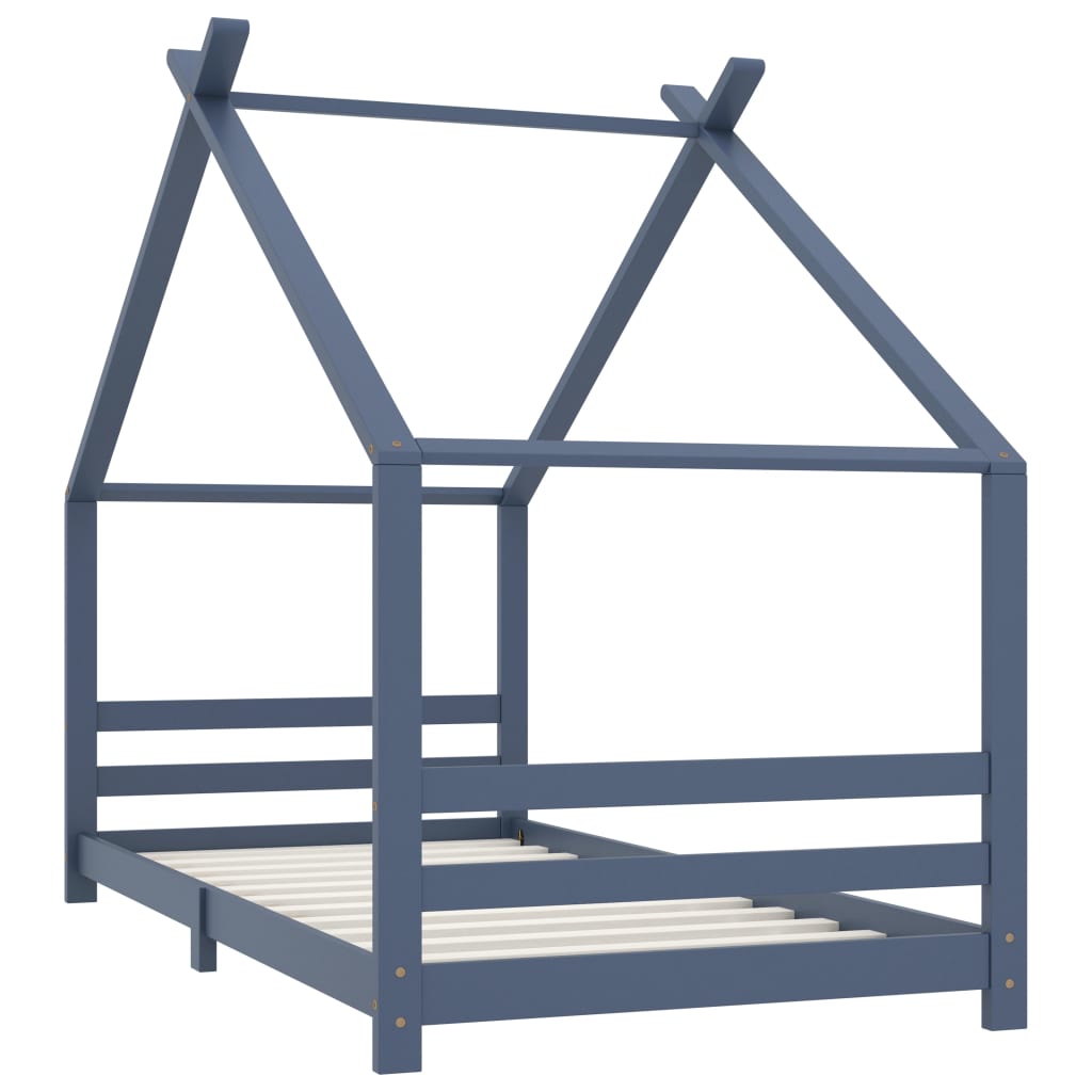 Kinderbedframe massief grenenhout grijs 90x200 cm is nu te koop bij PeponiXL, paradijselijk wonen!