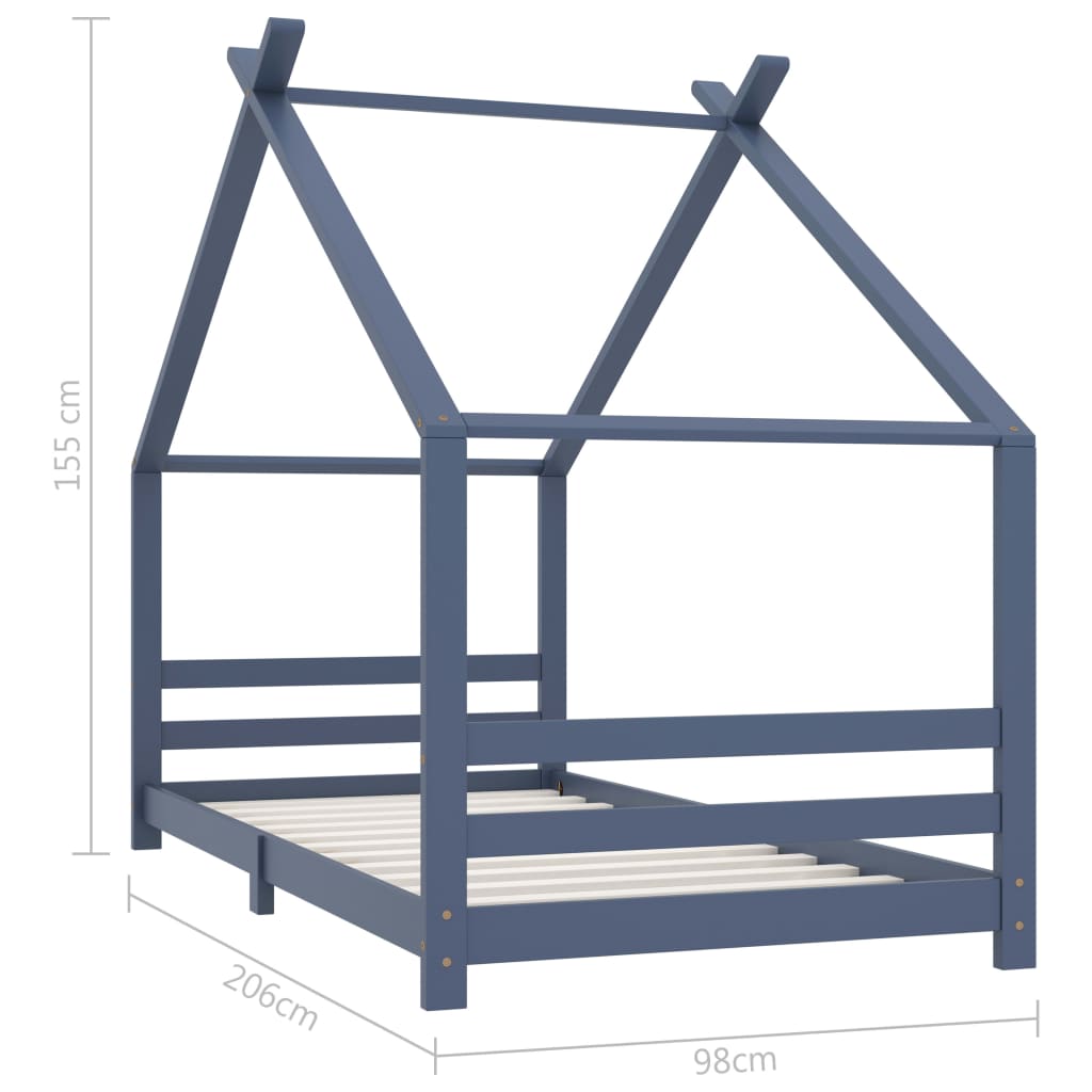 Kinderbedframe massief grenenhout grijs 90x200 cm is nu te koop bij PeponiXL, paradijselijk wonen!