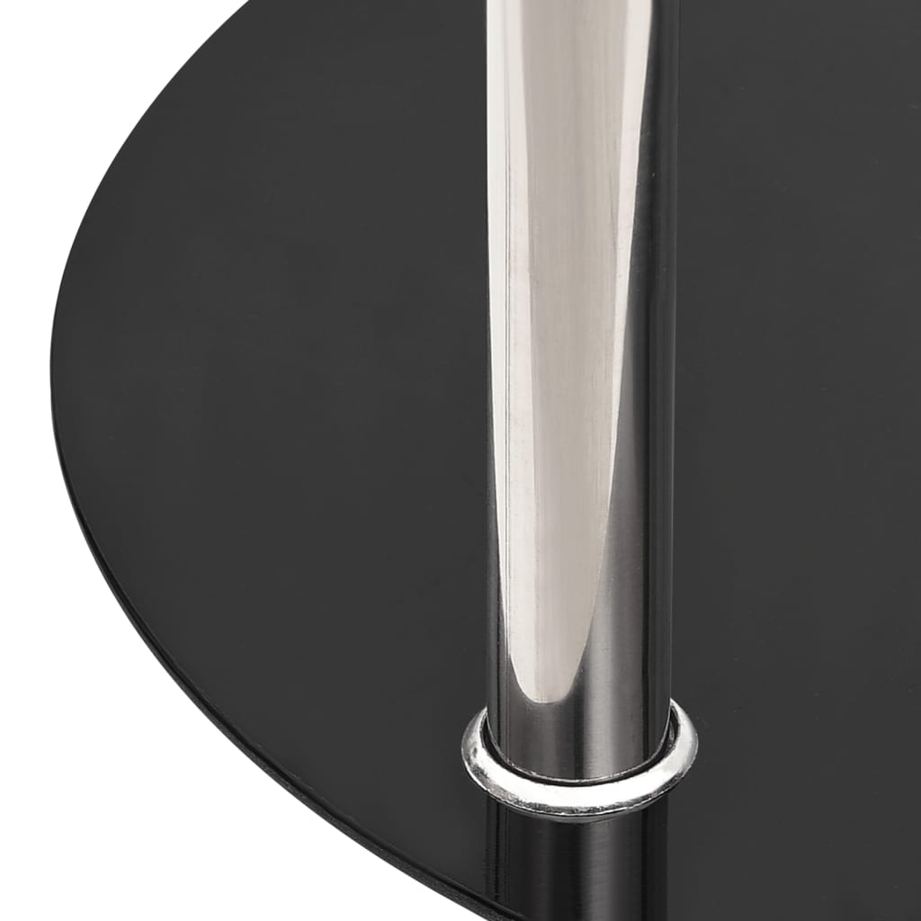 Bijzettafel 2-laags 38 cm gehard glas transparant en zwart is nu te koop bij PeponiXL, paradijselijk wonen!