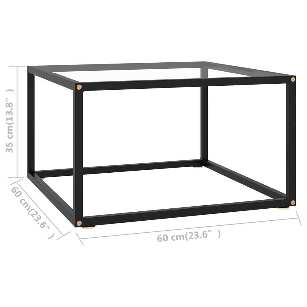 Salontafel met gehard glas 60x60x35 cm zwart is nu te koop bij PeponiXL, paradijselijk wonen!