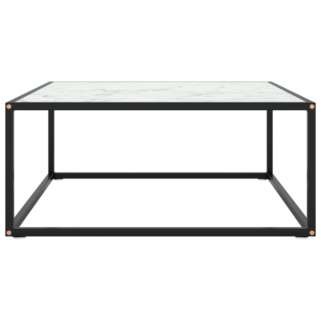 Salontafel met wit marmerglas 80x80x35 cm zwart is nu te koop bij PeponiXL, paradijselijk wonen!
