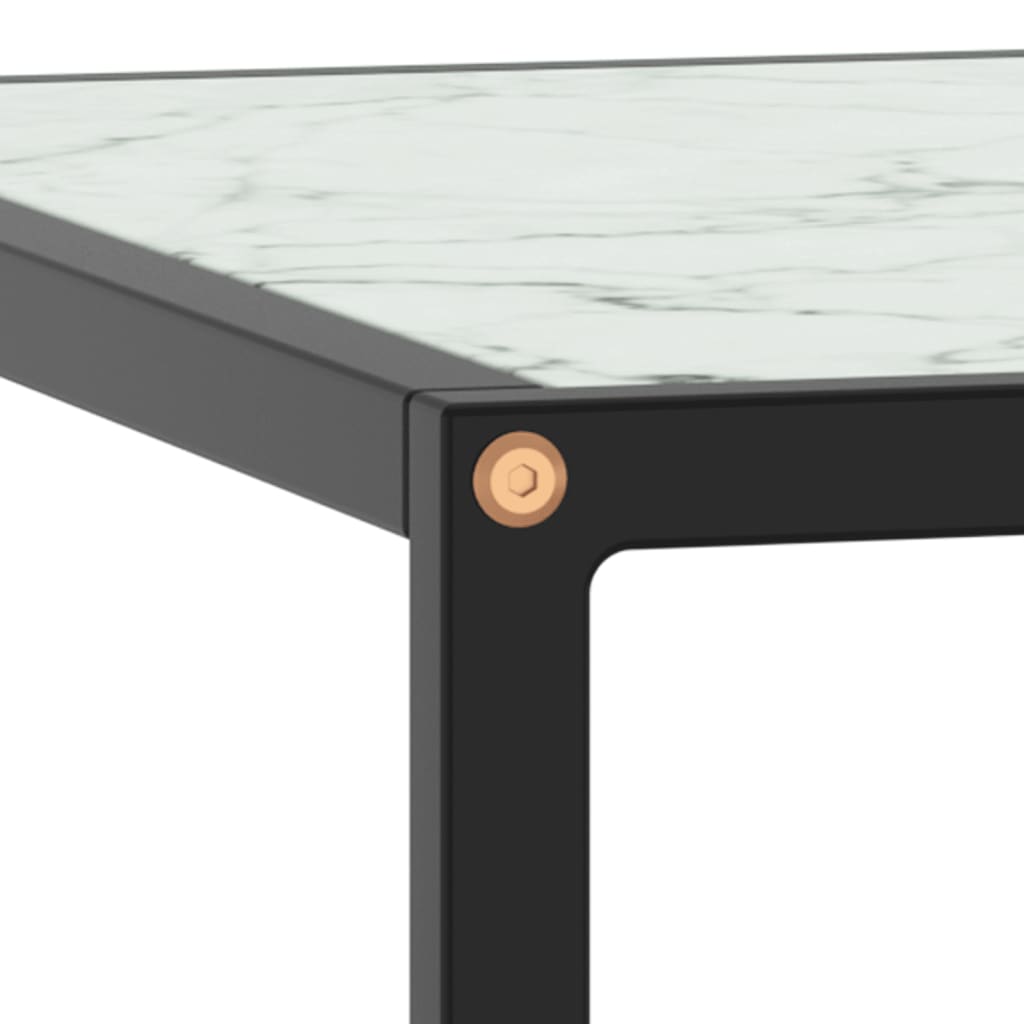 Salontafel met wit marmerglas 80x80x35 cm zwart is nu te koop bij PeponiXL, paradijselijk wonen!