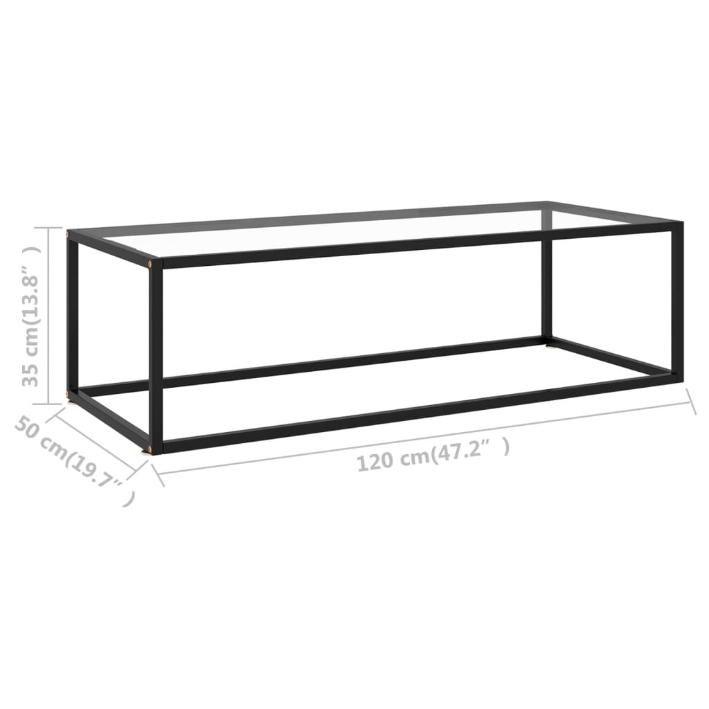 Salontafel met gehard glas 120x60x35 cm zwart is nu te koop bij PeponiXL, paradijselijk wonen!