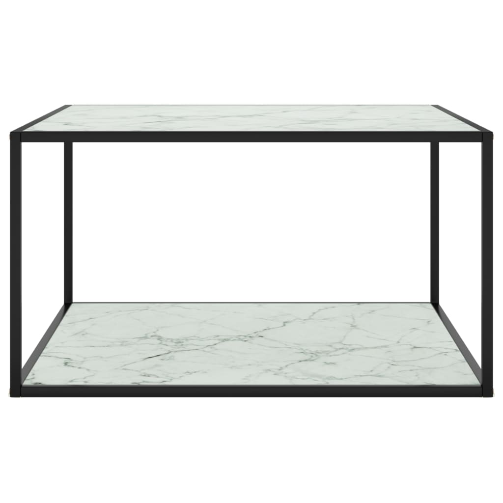 Salontafel met wit marmerglas 90x90x50 cm zwart is nu te koop bij PeponiXL, paradijselijk wonen!