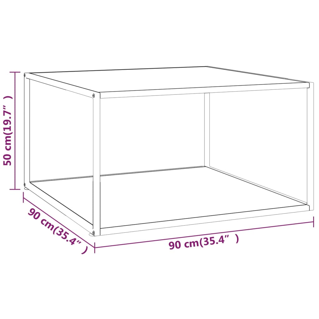 Salontafel met wit marmerglas 90x90x50 cm zwart is nu te koop bij PeponiXL, paradijselijk wonen!