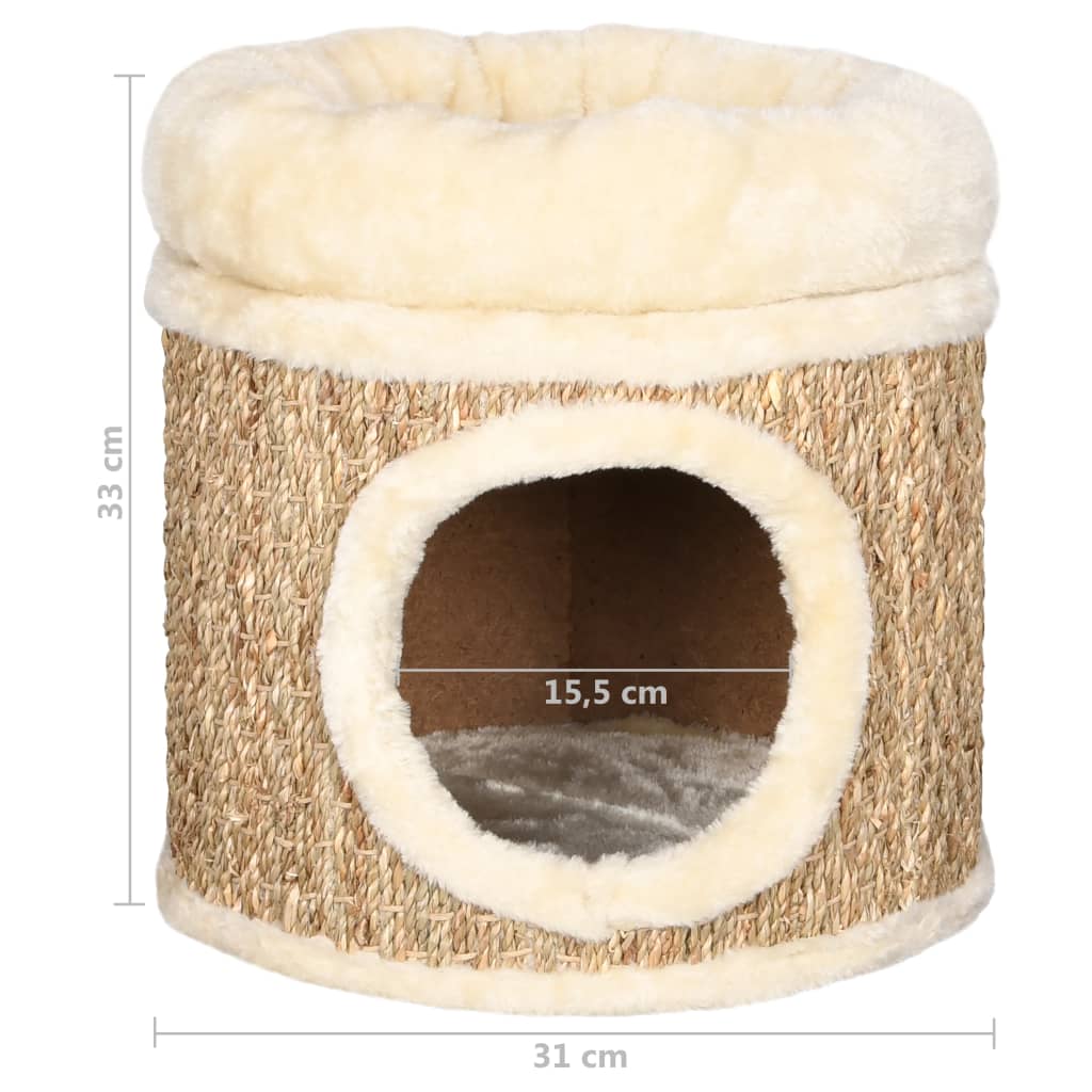 Kattenhuis met luxe kussen 33 cm zeegras is nu te koop bij PeponiXL, paradijselijk wonen!