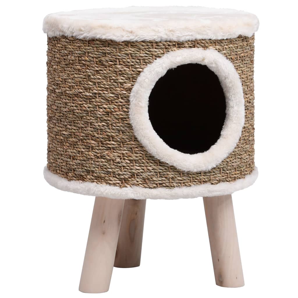 Kattenhuis met houten poten 41 cm zeegras is nu te koop bij PeponiXL, paradijselijk wonen!