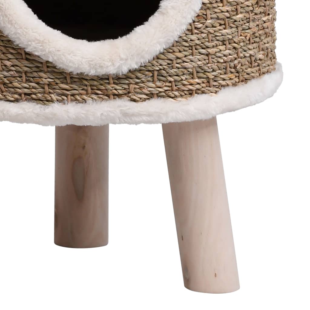 Kattenhuis met houten poten 41 cm zeegras is nu te koop bij PeponiXL, paradijselijk wonen!