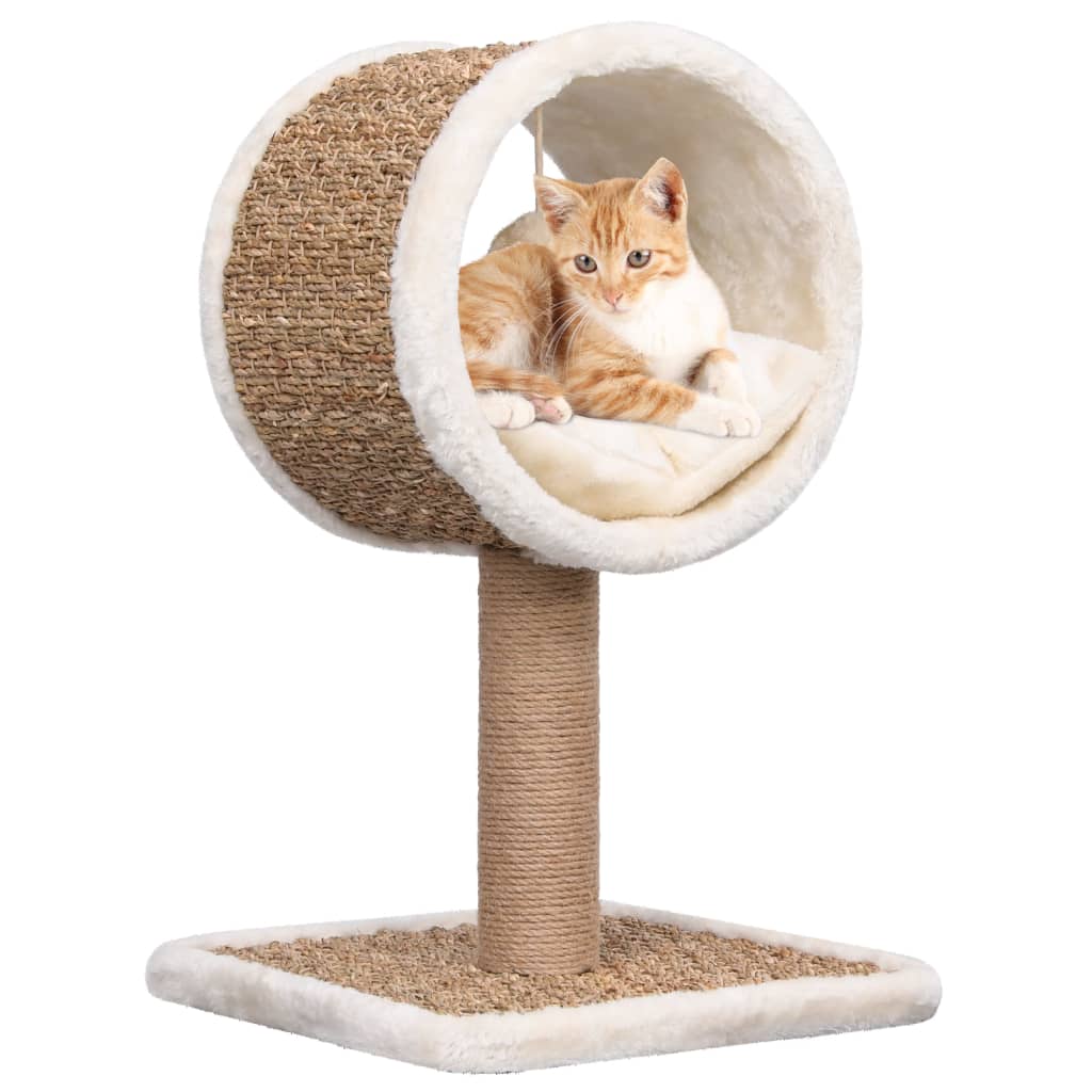 Kattenmeubel met tunnel en speeltje 56 cm zeegras is nu te koop bij PeponiXL, paradijselijk wonen!