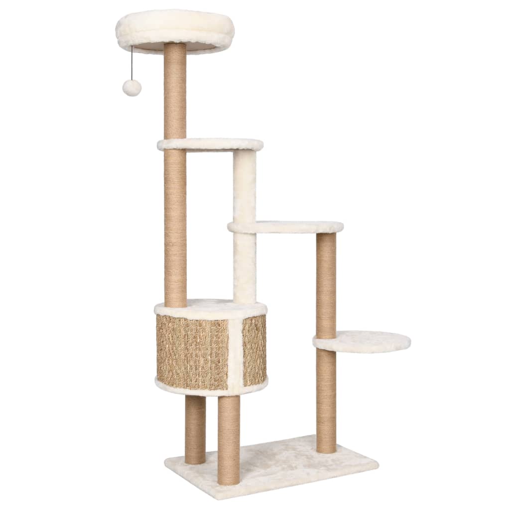Kattenmeubel met luxe kussen en krabpalen 148 cm zeegras is nu te koop bij PeponiXL, paradijselijk wonen!
