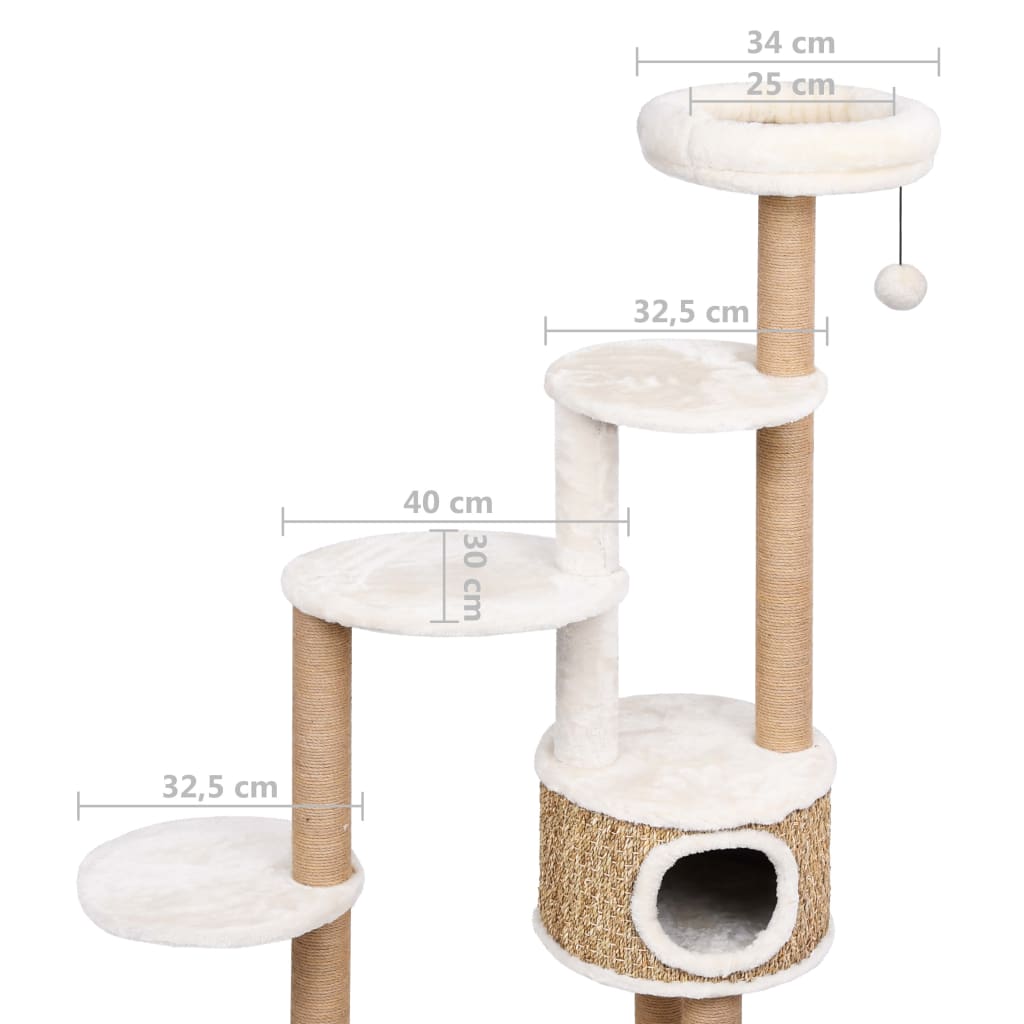Kattenmeubel met luxe kussen en krabpalen 148 cm zeegras is nu te koop bij PeponiXL, paradijselijk wonen!