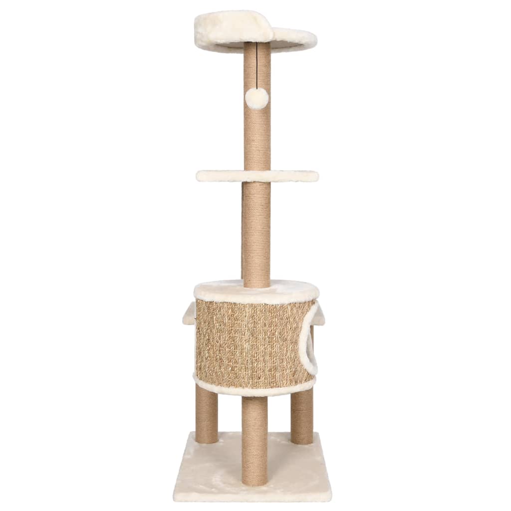 Kattenmeubel met krabpalen 123 cm zeegras is nu te koop bij PeponiXL, paradijselijk wonen!