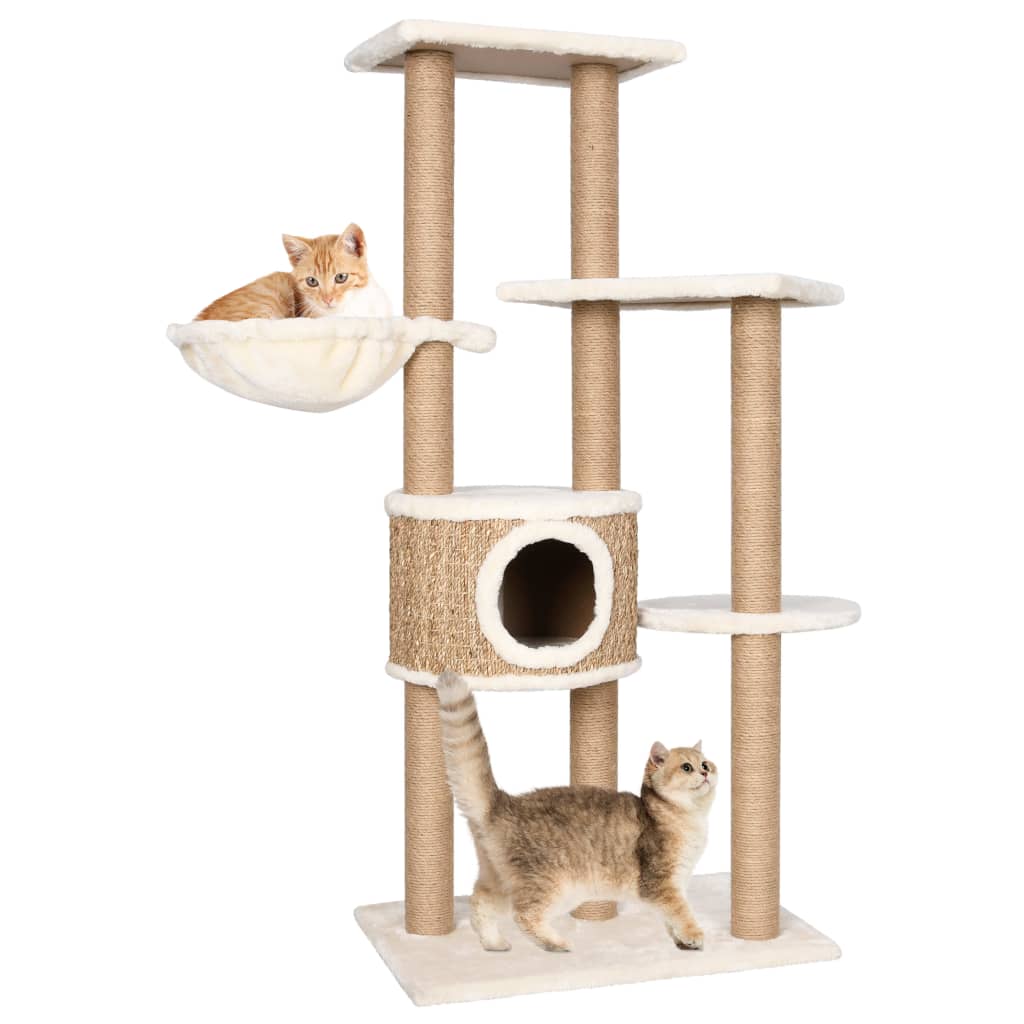 Kattenmeubel met krabpalen 126 cm zeegras is nu te koop bij PeponiXL, paradijselijk wonen!