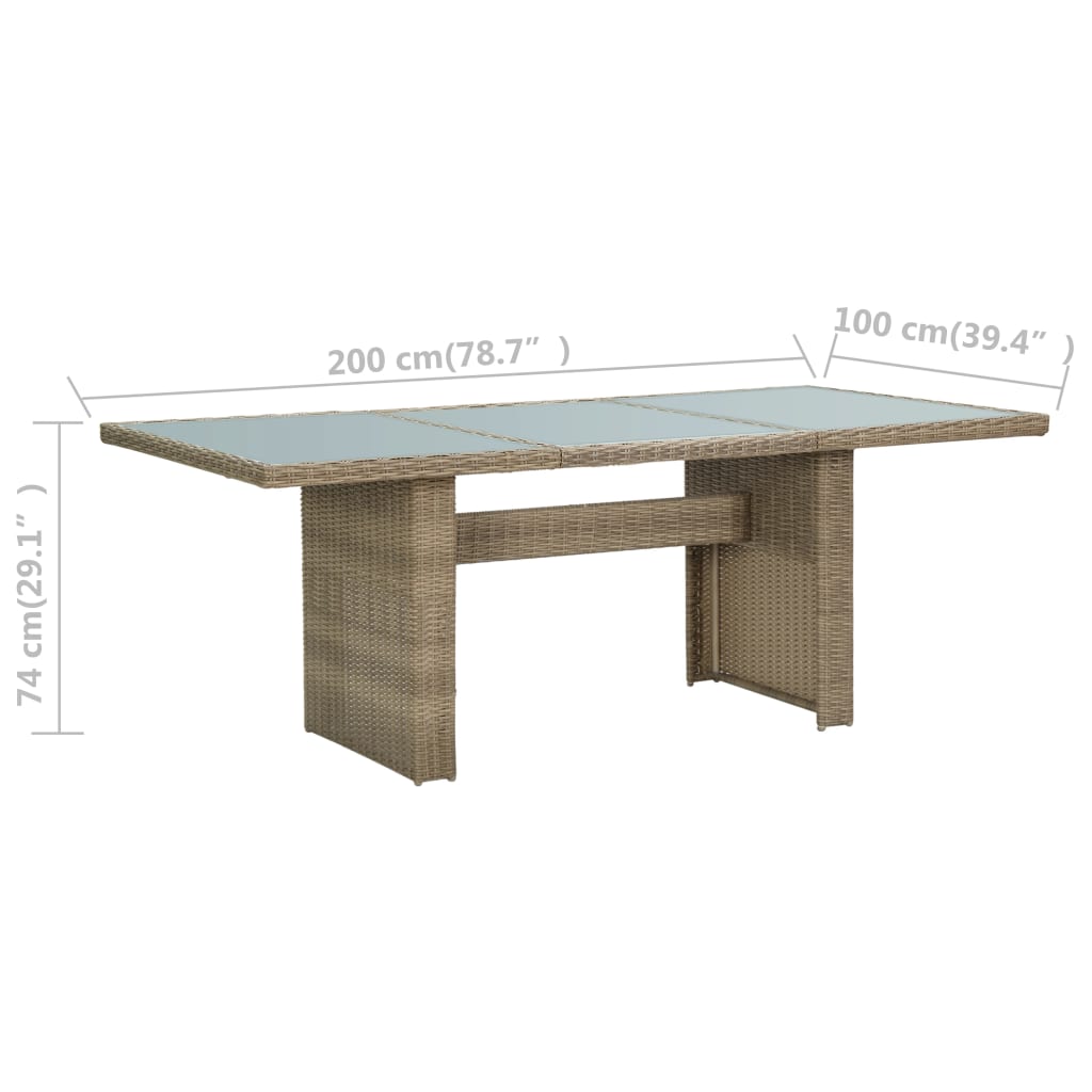 Tuintafel 200x100x74 cm glas en poly rattan bruin is nu te koop bij PeponiXL, paradijselijk wonen!