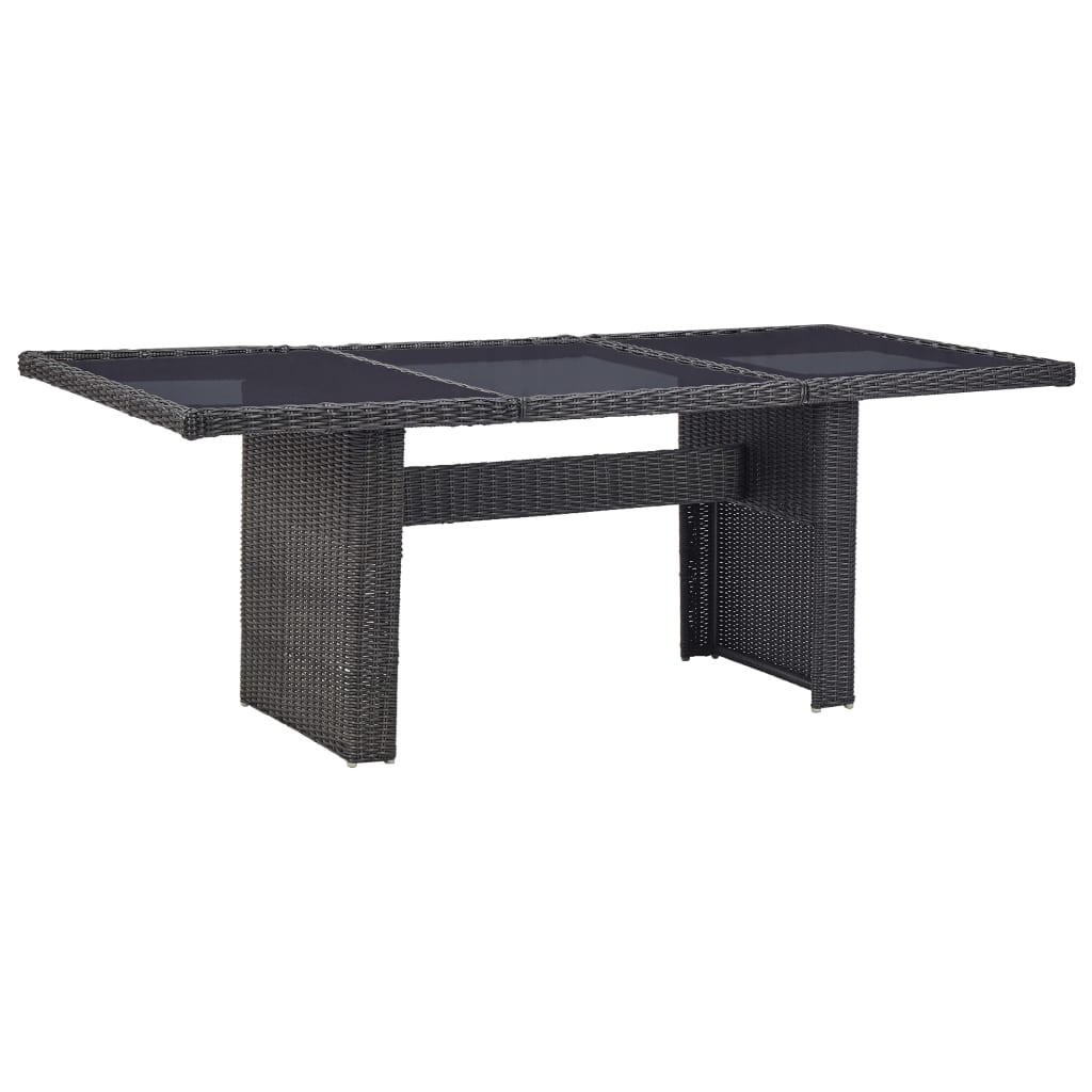 Tuintafel 200x100x74 cm glas en poly rattan zwart is nu te koop bij PeponiXL, paradijselijk wonen!