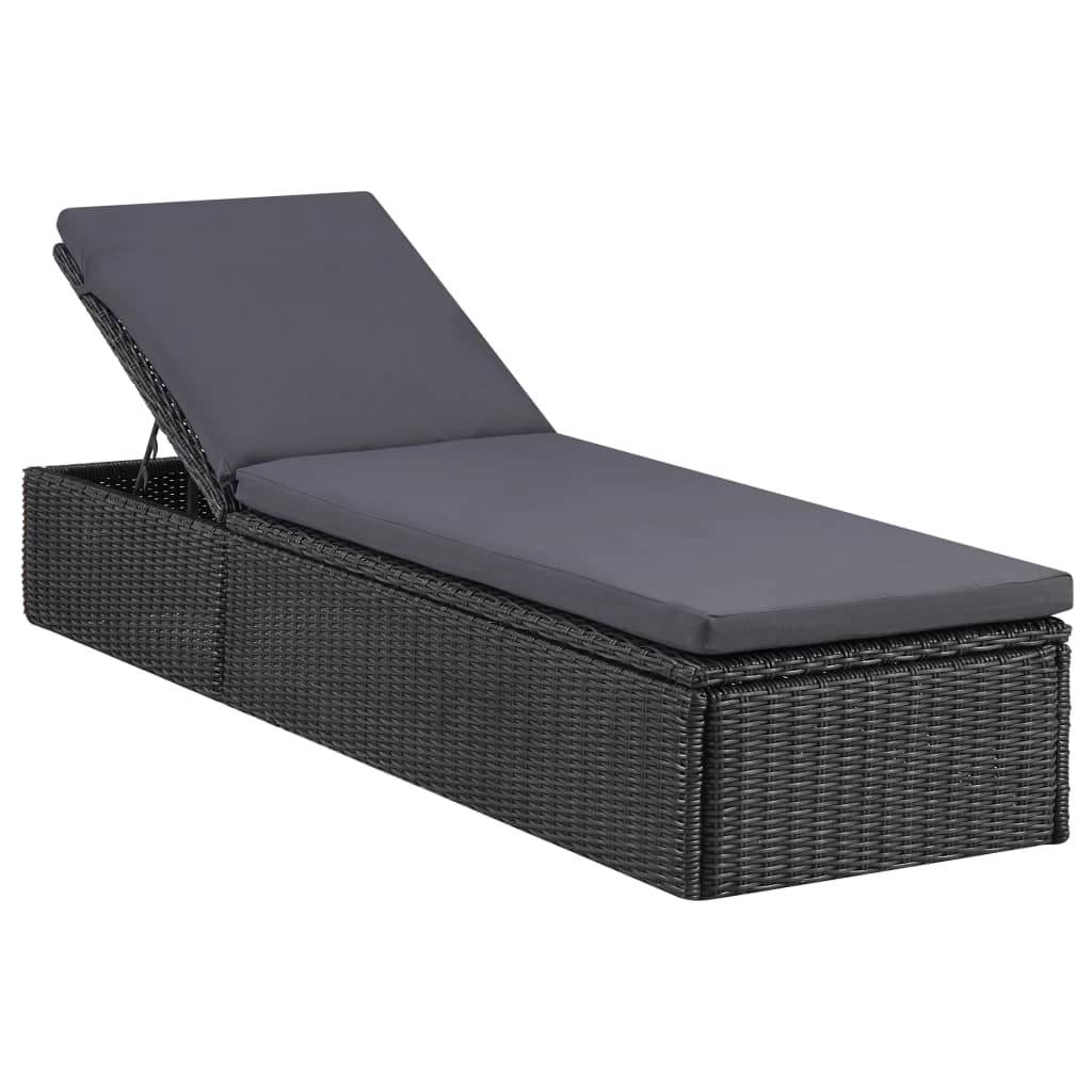 Ligbed poly rattan zwart en donkergrijs is nu te koop bij PeponiXL, paradijselijk wonen!