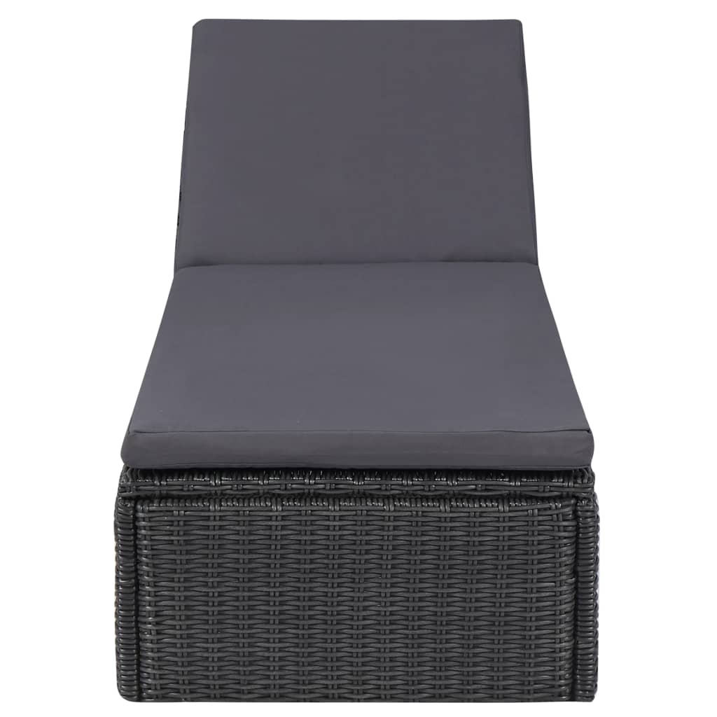 Ligbed poly rattan zwart en donkergrijs is nu te koop bij PeponiXL, paradijselijk wonen!