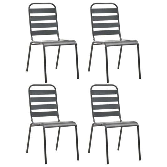 Tuinstoelen 4 st gelat ontwerp staal donkergrijs is nu te koop bij PeponiXL, paradijselijk wonen!