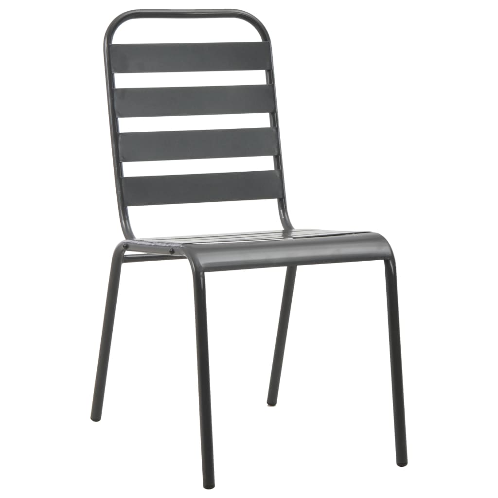 Tuinstoelen 4 st gelat ontwerp staal donkergrijs is nu te koop bij PeponiXL, paradijselijk wonen!