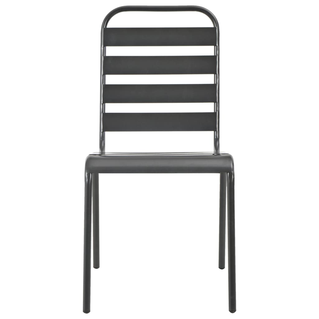 Tuinstoelen 4 st gelat ontwerp staal donkergrijs is nu te koop bij PeponiXL, paradijselijk wonen!