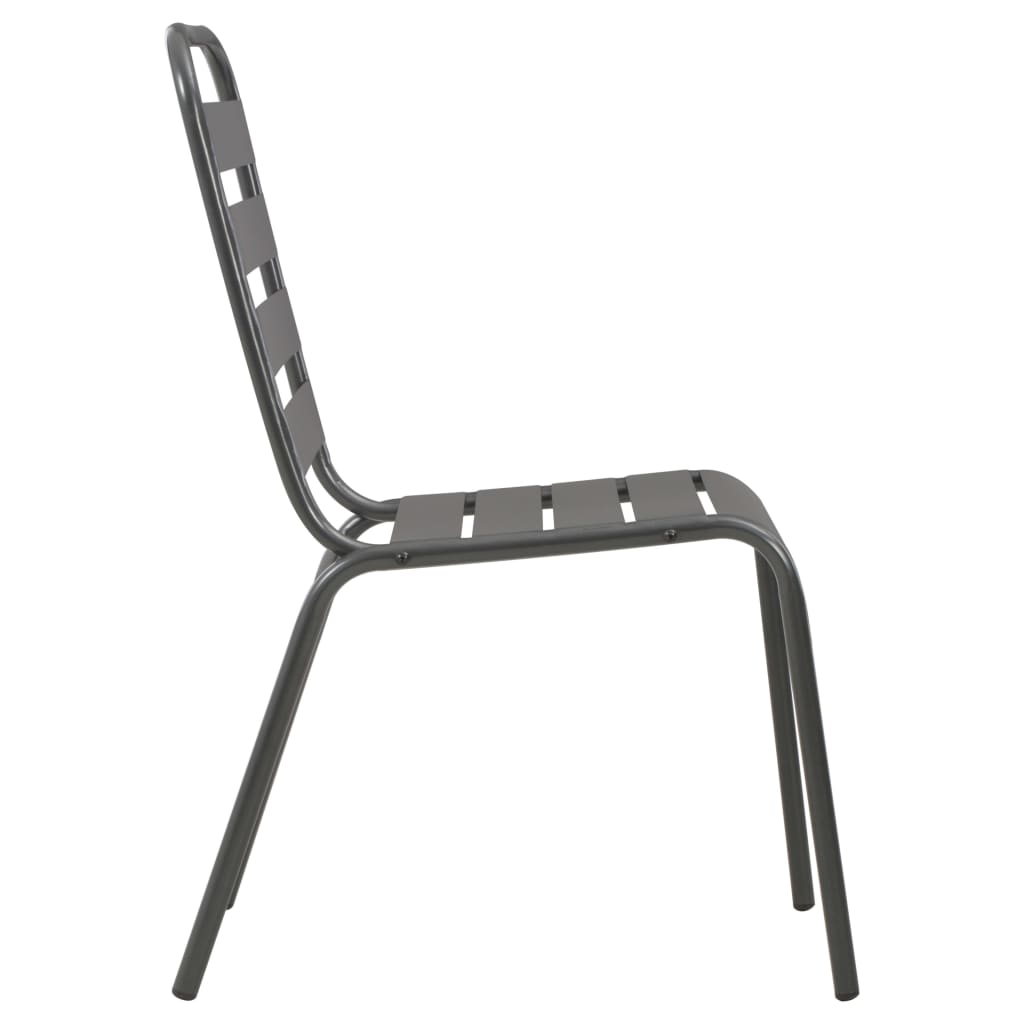 Tuinstoelen 4 st gelat ontwerp staal donkergrijs is nu te koop bij PeponiXL, paradijselijk wonen!