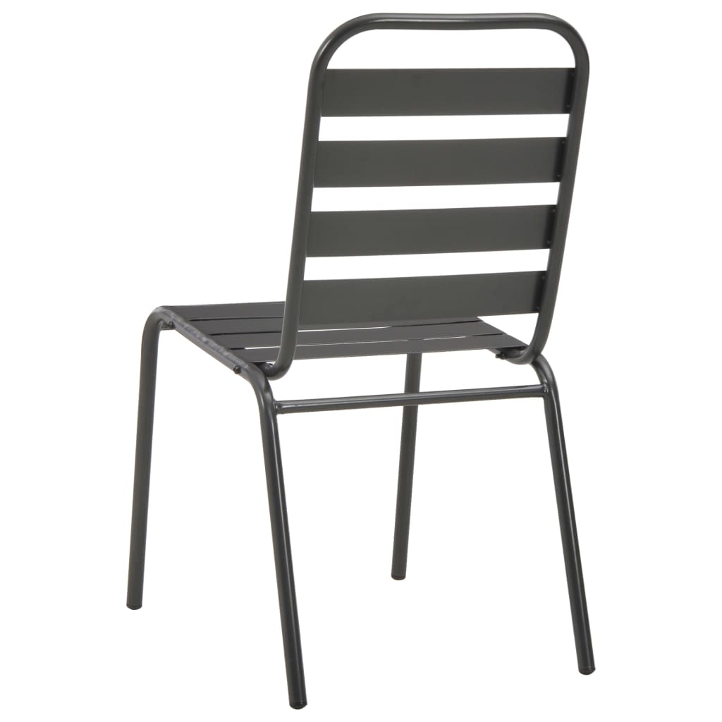 Tuinstoelen 4 st gelat ontwerp staal donkergrijs is nu te koop bij PeponiXL, paradijselijk wonen!