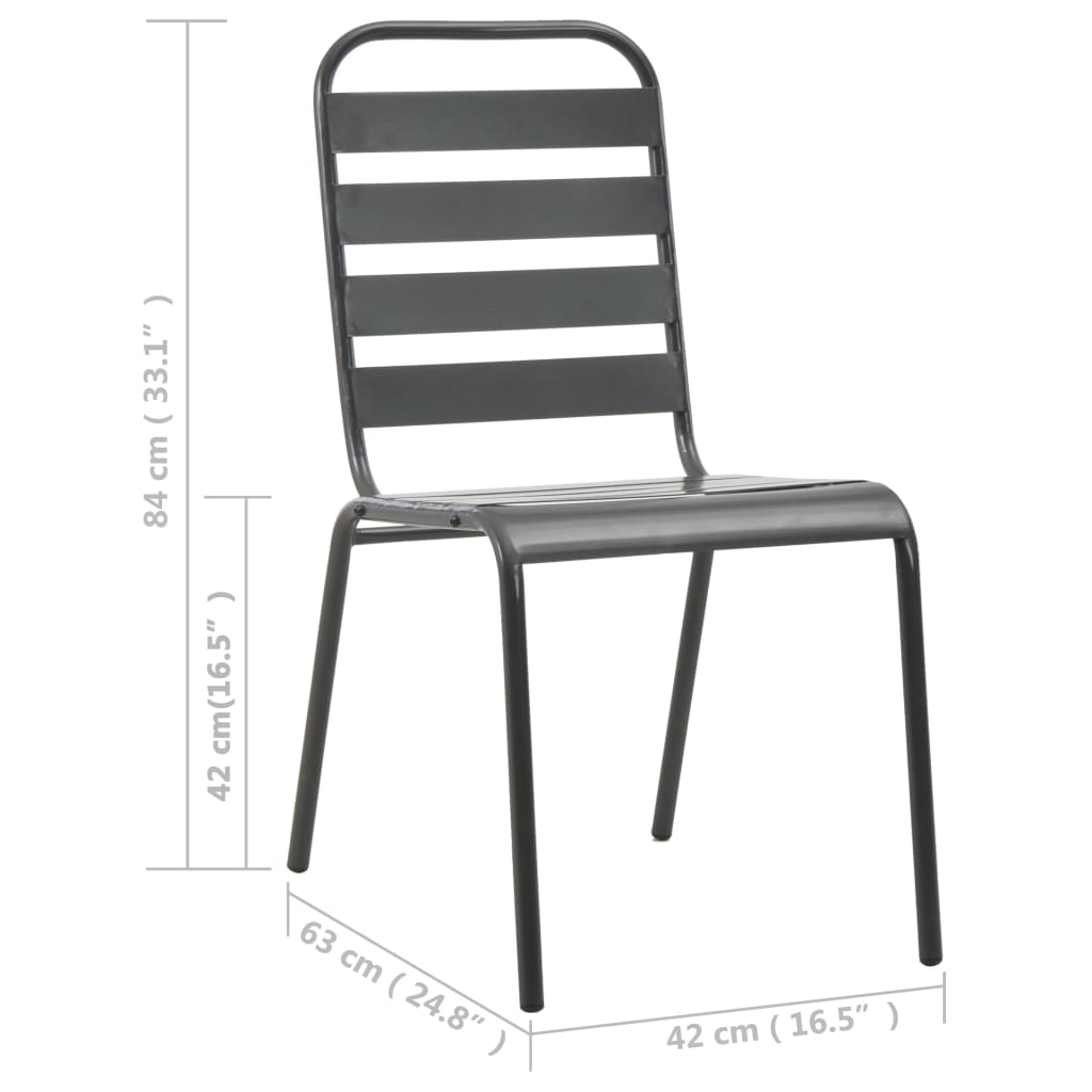 Tuinstoelen 4 st gelat ontwerp staal donkergrijs is nu te koop bij PeponiXL, paradijselijk wonen!