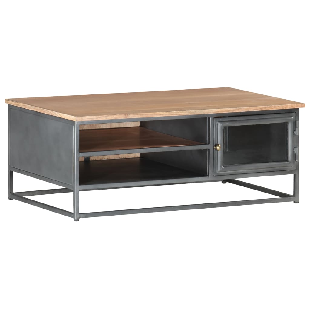Salontafel 90x50x35 cm massief acaciahout grijs is nu te koop bij PeponiXL, paradijselijk wonen!