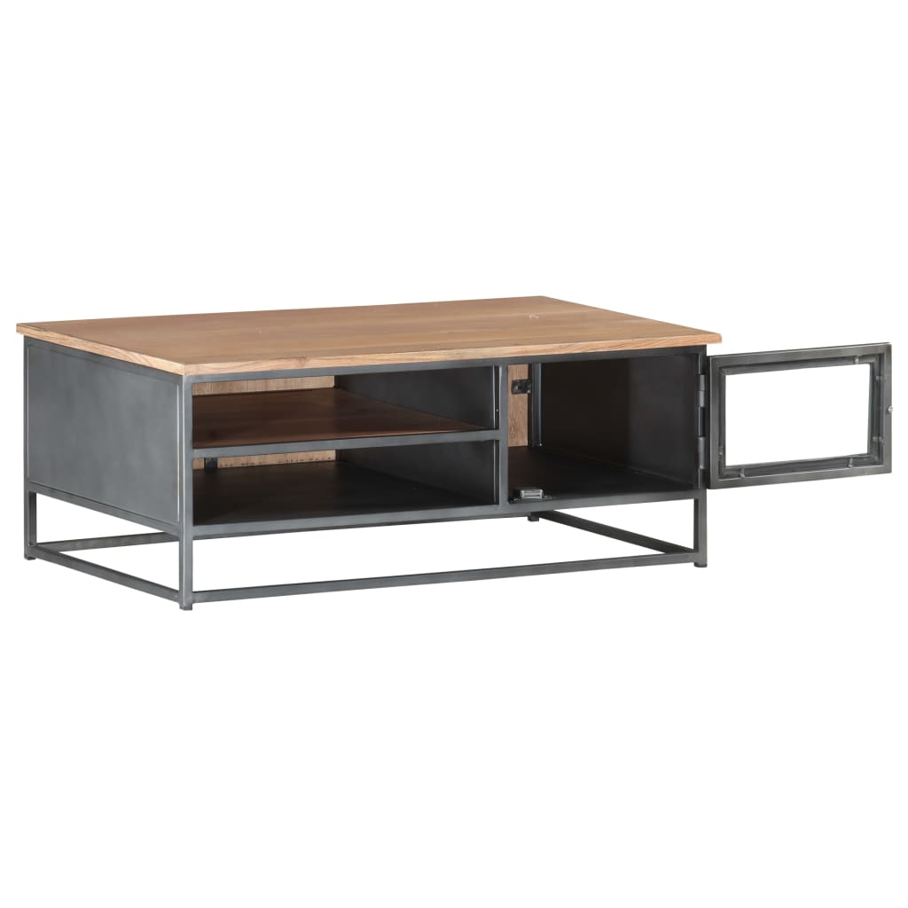 Salontafel 90x50x35 cm massief acaciahout grijs is nu te koop bij PeponiXL, paradijselijk wonen!
