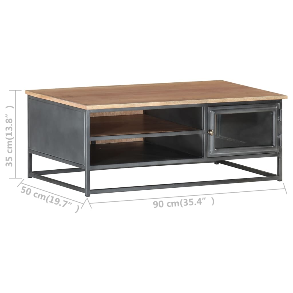 Salontafel 90x50x35 cm massief acaciahout grijs is nu te koop bij PeponiXL, paradijselijk wonen!