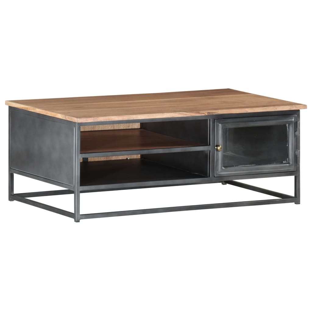 Salontafel 90x50x35 cm massief acaciahout grijs is nu te koop bij PeponiXL, paradijselijk wonen!