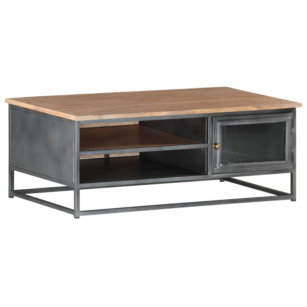 Salontafel 90x50x35 cm massief acaciahout grijs is nu te koop bij PeponiXL, paradijselijk wonen!