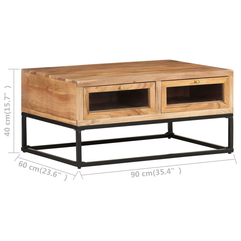 Salontafel 90x60x40 cm massief acaciahout is nu te koop bij PeponiXL, paradijselijk wonen!