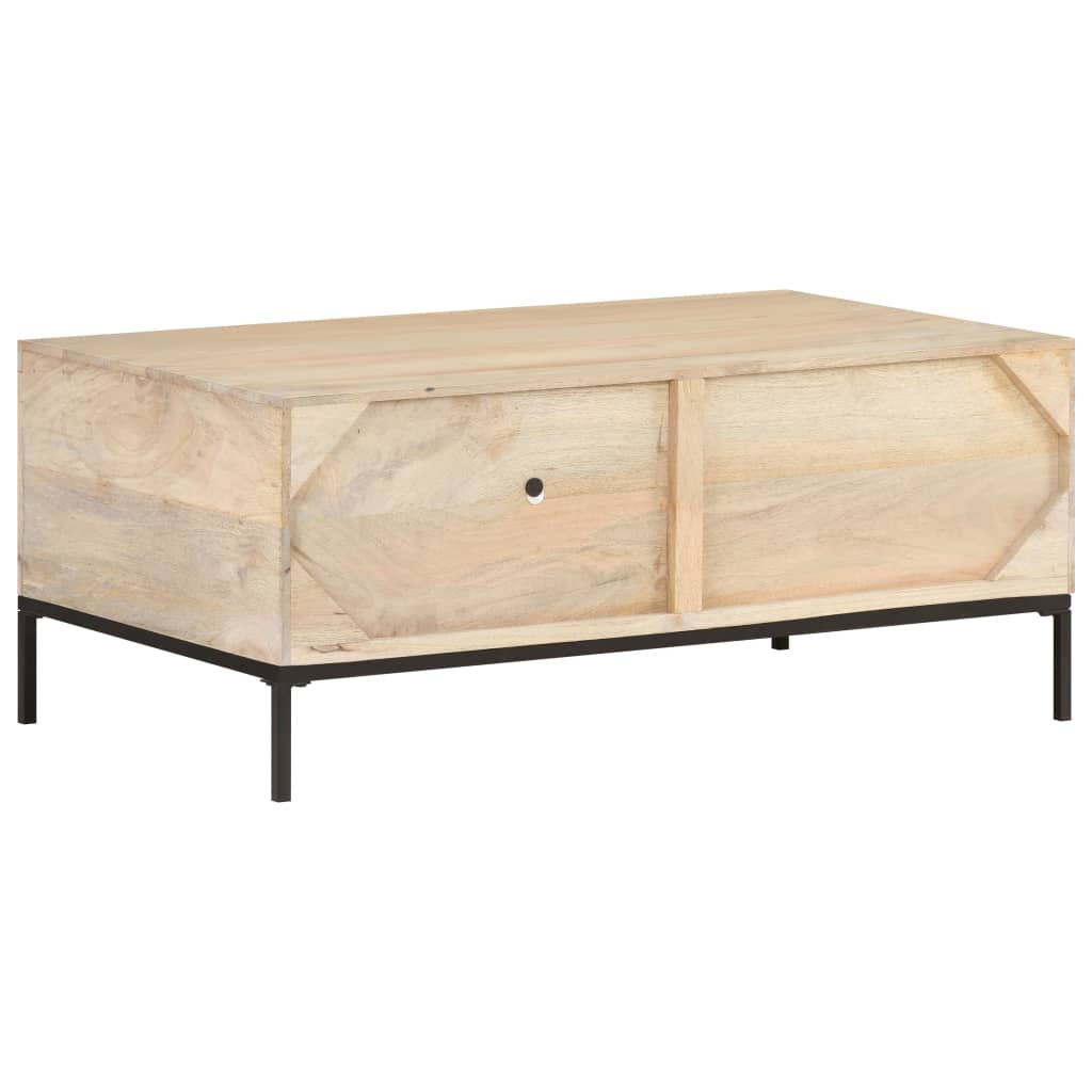 Salontafel 90x50x37 cm massief mangohout en natuurlijk riet is nu te koop bij PeponiXL, paradijselijk wonen!