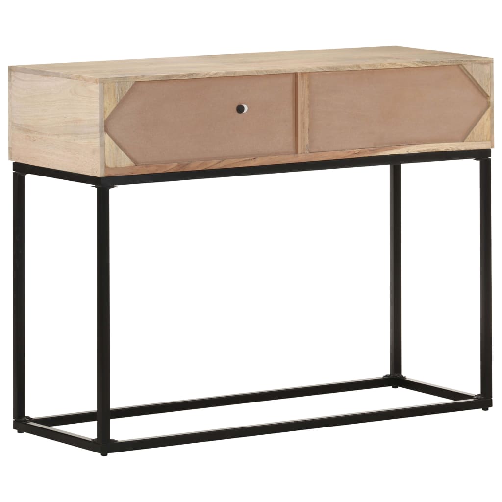 Wandtafel 100x35x76 cm massief mangohout en natuurlijk riet is nu te koop bij PeponiXL, paradijselijk wonen!