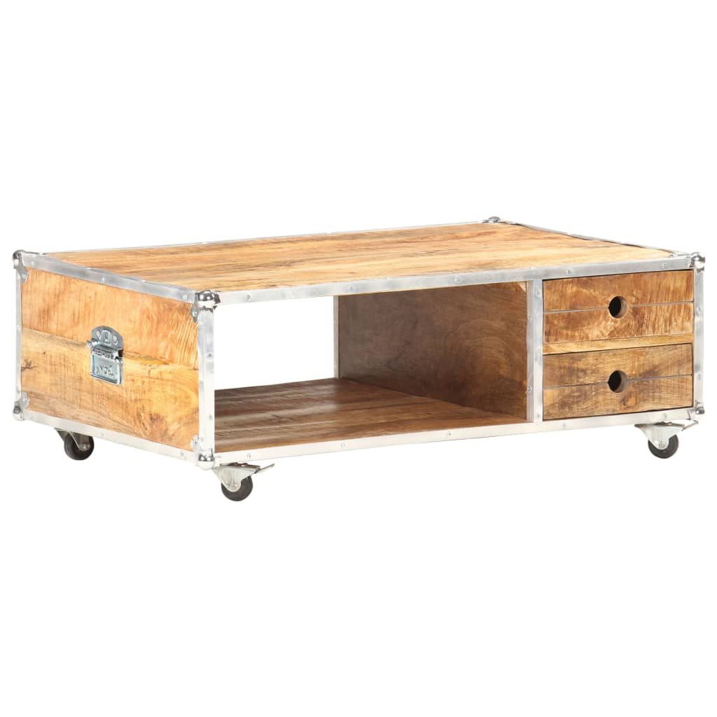 Salontafel 89x59x33 cm massief ruw mangohout is nu te koop bij PeponiXL, paradijselijk wonen!