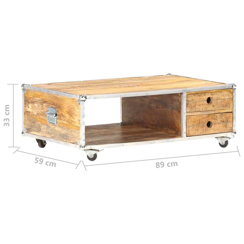 Salontafel 89x59x33 cm massief ruw mangohout is nu te koop bij PeponiXL, paradijselijk wonen!