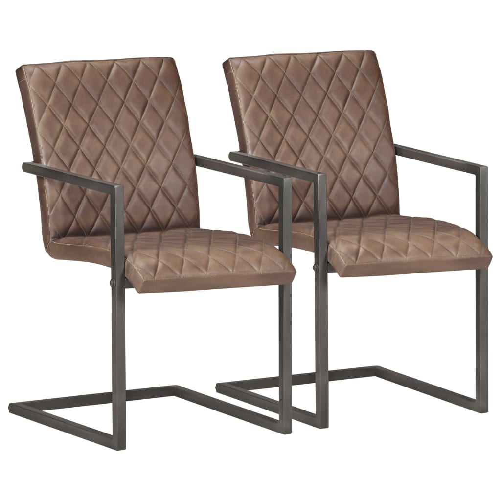 Eetkamerstoelen 2 st echt leer bruin is nu te koop bij PeponiXL, paradijselijk wonen!