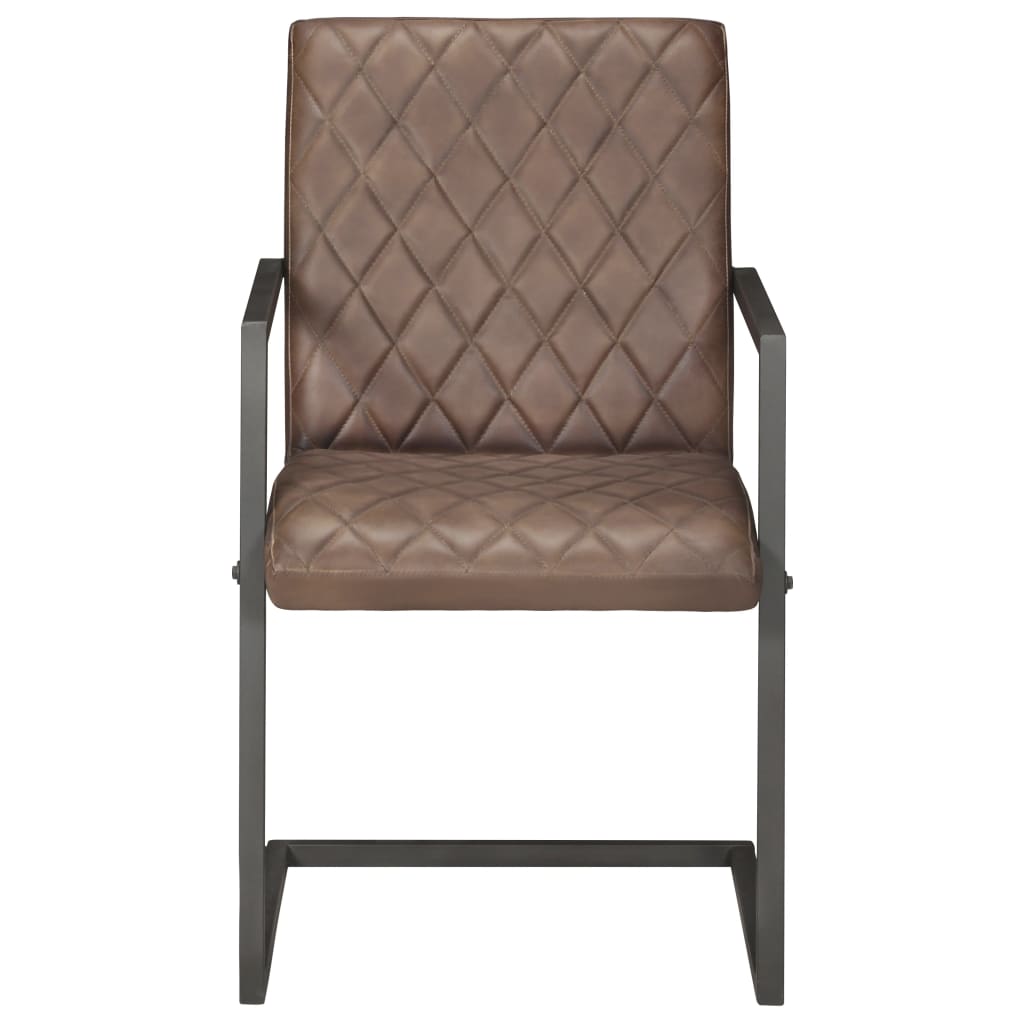 Eetkamerstoelen 2 st echt leer bruin is nu te koop bij PeponiXL, paradijselijk wonen!