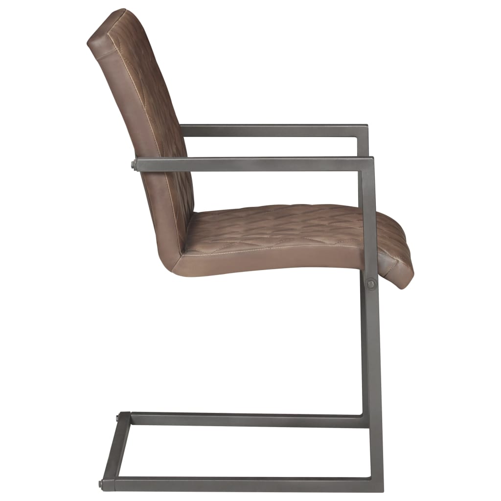 Eetkamerstoelen 2 st echt leer bruin is nu te koop bij PeponiXL, paradijselijk wonen!