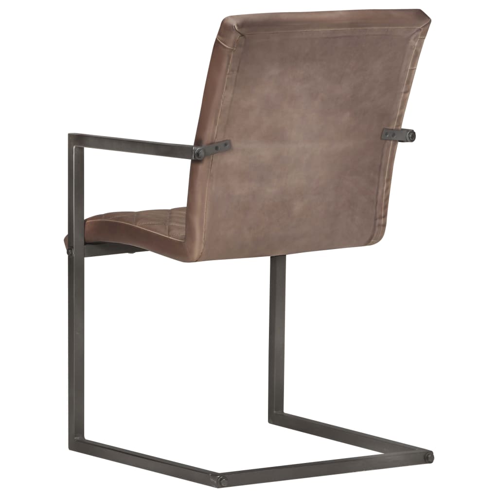 Eetkamerstoelen 2 st echt leer bruin is nu te koop bij PeponiXL, paradijselijk wonen!