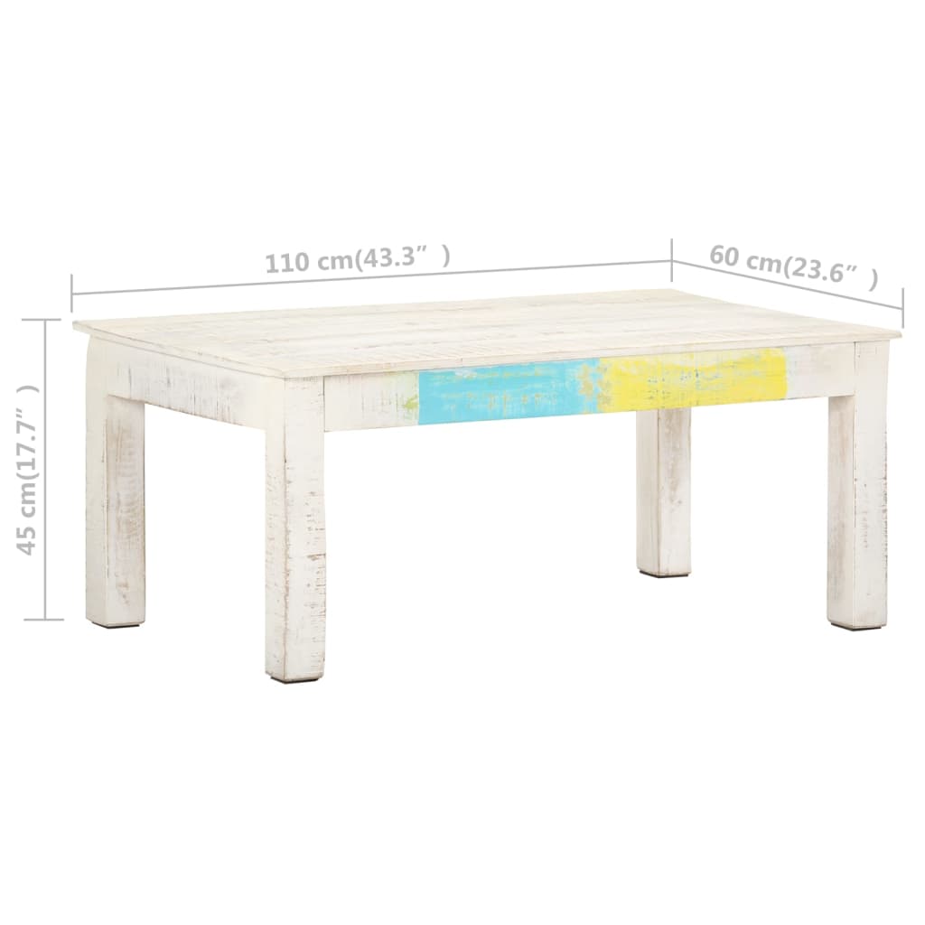 Salontafel 110x60x45 cm massief mangohout wit is nu te koop bij PeponiXL, paradijselijk wonen!